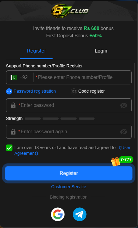 87Club Game  Login and sign in 