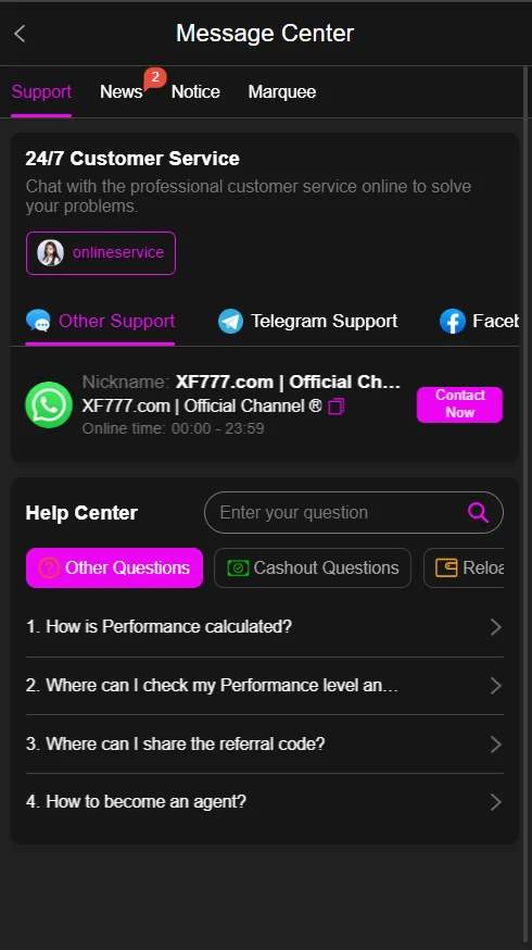XF777 Game Help Center